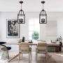 MELUCEE 3-Light Lantern Pendant Light Farmhouse Chandelier Bird Cage 8 Inches Oil Rubbed Bronze Light Fixtures Ceiling Hanging for Foyer Dining Room Entry Hallway, E12 Base