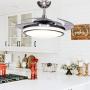 ONEKISS Modern Ceiling Fan with Lights, Retractable Blades for Kitchen Living Room Dining Room Bedroom, 3 Speeds 3 Colors Ceiling Fan with Remote Control, Silent Fan Light with LED Indoor 42''(Silver)