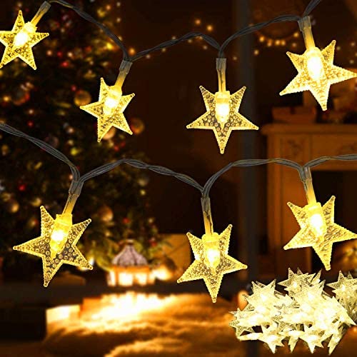 Samyoung Star String Lights,50 LED Twinkle Star,Battery Operated for Indoor & Outdoor, Party, Wedding and Christmas New Year, Garden Decorations