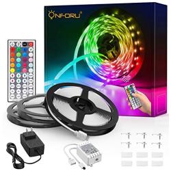 Onforu 50ft LED Strip Lights, RGB LED Lights for Bedroom, Color Changing Room Light with 44 Keys Remote and Timer, 24V Colored LED Tape Light, 450 LEDs 5050 RGB Rope Light for TV Backlight, Bar, Party