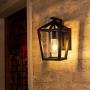 1-Light Farmhouse Outdoor Porch Wall Light Fixtures, Wood Lantern Wall Mounted Light Fixtures with Cylinder Clear Glass Shade for Front Door, Porch, Balcony, Hallway and Entryway (with Glass Shade)