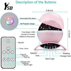 YSD Night Lighting Lamp, Modern Star Rotating Sky Projection, Romantic Star Projector Lamp for Kids, USB Rechargeable & Remote Control, Best Gifts for Kids,Bedroom(Pink)