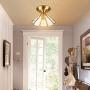 Gaze Vintage Brass Semi Flush Mount Ceiling Light (6.29'' H) Clear Glass Cone Shape Ceiling Lamp for Bedroom,Living Room,Foyer,Hallway,Entrance