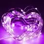 Twinkle Star Fairy Lights, 33ft 100 LED Battery Operated Waterproof String Lights with Remote, Timer & 8 Lighting Modes Indoor Outdoor Wedding Party Decorations, Purple, 1 Pack