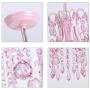 Q&S Mini Crystal Chandelier, Modern Pink Chandelier,Small Hanging Light Fixture for Princess Room,Dressing Room,Bathroom,Clothing Store,Salon,W11.8'',1 Light E26.