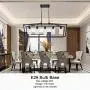 BONLICHT Farmhouse 5 Light Rectangle Dining Room Chandelier with Clear Glass Shade in Matte Black Finish,Classic Industrial Kitchen Island Pendant Hanging Lighting for Living Room Foyer