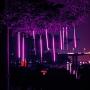 VMANOO LED Outdoor Lights 8 Tube Meteor Shower Rain Lights Solar Powered Icicle Raindrop Snow Falling Lights Cascading Lighting for Garden Outdoor Patio Holiday Party Halloween Decoration Purple
