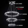Crystal Chandelier Lighting, 3 Ring LED Modern Crystal Ceiling Light Adjustable Stainless Steel Cool White Pendant Lights Fixtures for Bedroom, Living Room, Hallway, Kitchen, Hotel, Bar, Dining Room
