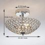 POPILION Modern Design Stainless Steel 2 Light Ceiling Flush Mount Crystal Chandelier Lighting,Crystal Ceiling Light Fixture Suitable for Bedroom, Living Room