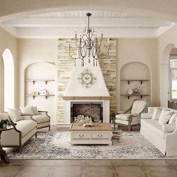LALUZ A03483 Farmhouse Wood Chandeliers for Dining Rooms 9 Distressed French Country Lighting, D39 xH38