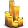 LED Lytes Flameless LED Candles with Timer Slim Set of 6, 2'' Wide and 2''- 9'' Tall, Gold Coated Wax and Flickering Amber Yellow Flame for Home and Wedding Decor