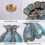 YIFI Deco Pendant Light Brass Vintage Lotus Flower Adjustable Ceiling Pendant Light for Kitchen Island Dining Room Bedroom Living Room, Emerald
