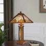 Maxxmore Tiffany Style Table Lamps Tiffany Table Lamps Stained Glass Desk Lamp Mission Stained Glass Lamps 15 inch Wide 3-Light with Night Light Tiffany Lamp