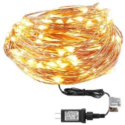 Engilen Fairy Lights 49.2ft 150 LED String Lights UL588 Listed Power Adapter Copper Wire Decorative Lights (Warm White)