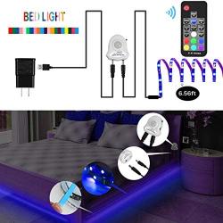 Motion Sensor Under Bed Lights, 2 x 6.56FT Led Bed Lights USB 5V Motion Activated Closet Light Sensor LED Night Lights for Bed,Cabinet,Bedroom (2 x 6.56FT)