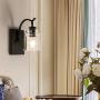 Maxax Wall Sconce Set of 2 Wall Lights with Clear Glass Shade,Home Lighting Wall Lamp for Dining Room,Bedroom Bedside,Living Room,Hallway,Black Finish
