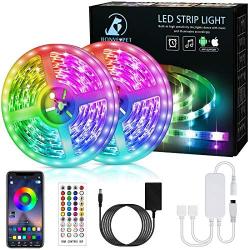 Led Lights Strip for Bedroom 40ft 12M RGB Christmas Neon Color Changing Room Wall Rope Lights Bluetooth with Remote Luces Led para Decoracion Habitacion