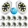 12 Pack Solar Ground Lights Outdoor with 8 LEDs Warm White Auto on/off Garden Waterproof In-Ground Disk Lights for Patio, Yard, Lawn, Pathway, Walkway 12 Pack Solar Ground Lights Outdoor with 8 LEDs Warm White Auto on/off Garden Waterproof In-Ground Disk Lights for Patio, Yard, Lawn, Pathway, Walkway