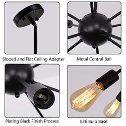 Sputnik Chandeliers 10 Lights Black Light Fixture Modern Pendant Lighting Industrial Ceiling Light for Dining Room Kitchen Island Bedroom Hallway
