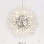 LITFAD Crystal Pendant Light Anti-Glare LED Dandelion Chandelier Modern Style Ceiling Hanging Light in Chrome for Dining Room Reception Cafe Clothes Stores - 23.5'' Wide