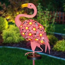 Joiedomi Outdoor Solar Stake Lights Garden Yard 40’’ LED Metal Flamingo Decorative Lights Waterproof for Walkway Pathway Lawn Patio Courtyard