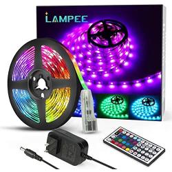 LED Strip Lights, Lampee 16.4ft 12V Flexible RGB Lights Color Changing, 5050 SMD Rope Light Kit with Remote Controller and 150 LEDs for Home, Kitchen, Bedroom, DIY Decoration