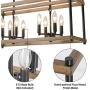 KSANA Farmhouse Chandelier for Dining Rooms, 8-Light Kitchen Island Lighting, Faux-Wood Rectangular Chandelier 26 in Length, Brown