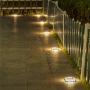 Solar Deck Lights, Driveway Walkway Dock Light Solar Powered Outdoor Stair Step Pathway LED Lamp for Backyard Patio Garden Ground, auto On/Off - Warm White - Square - 4 Pack