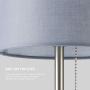 CO-Z USB Table Lamps Set of 2 with Gray Fabric Shade, Modern Bedside Lamps with 2A USB Port, Silver Matching Nightstand Lamps for Bedroom, Living Room, Office, Accent
