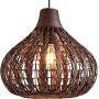 Bagood Natural Bamboo Chandelier DIY Wicker Rattan Lamp Shades Weave Hanging Light D13.8INCH