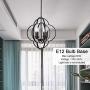 VINLUZ Farmhouse Chandeliers 4-Light Black Finish Metal Globe Orbits Kitchen Island Pendant Lighting with Pivoting Interlocking Rings, Modern Ceiling Hanging Lamp for Dining Room Bedroom Hallway