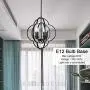 VINLUZ Farmhouse Chandeliers 4-Light Black Finish Metal Globe Orbits Kitchen Island Pendant Lighting with Pivoting Interlocking Rings, Modern Ceiling Hanging Lamp for Dining Room Bedroom Hallway