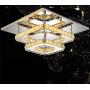 Xie Crystal LED Ceiling Light, 12 Inch Stainless Steel K9 Ceiling, No Opening Needed, Two-Story Square Pendant Lamp in Dining Room Living Room (36W / 6500K / Cold White) (Amber Tricolor)