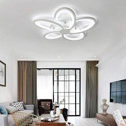 LAKIQ Modern Dimmable LED Flush Mount Ceiling Light Fixture Flower-Shaped Acrylic LED Close to Ceiling Chandelier Lighting with Remote for Living Room Bedroom Dining Room(5 Lights, Stepless Dimming)