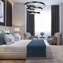 Modern Black LED Chandelier with 3-Ring Black Adjustable Hanging Pendant Light Ceiling Light Fixtures for Living Dining Room Kitchen Bedroom (16 inches Chandelier) - Cool Light, 6000K,56W