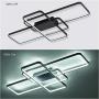 CHYING LED Ceiling Light Modern Flush Mount 60W 3-Layer Geometric Light Fixture Black PVC Metal Chandelier Lights 41 Inch for Bedroom Living Room Study Kitchen Daylight White 6000K