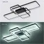 CHYING LED Ceiling Light Modern Flush Mount 60W 3-Layer Geometric Light Fixture Black PVC Metal Chandelier Lights 41 Inch for Bedroom Living Room Study Kitchen Daylight White 6000K