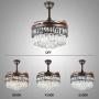 Crystal Ceiling Fan light with Remote Control Blades Retractable Ceiling Chandelier Fan 3 color Temperature Modern Invisible Ceiling Fan with Light for Dining Room Bedroom 42” Brown Silent Motor