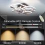 IKK Modern Kitchen Ceiling Light,Dimmable LED Flush Mount Light Fixture with Remote Control,6 Heads Square Geometric LED Lamp for Dining Study Laundry Living Clothing Room, 3000-8000 K/Coffee