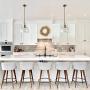 Brass Ceiling Light, HLFVLITE Mini Pendant Light Fixtures Adjustable Hanging Ceiling Lamp for Kitchen Island Dining Room Farmhouse, 7'' Wide Clear Seeded Glass Shade, Antique Brass Finish