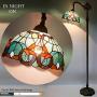 Tiffany Style Reading Floor Lamp Lighting W12H64 Inch Green Blue Stained Glass Floral Lampshade Antique Adjustable Arched Standing Base S802 WERFACTORY LAMPS Girlfriend Lover Bedroom Living Room Gifts