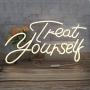 Treat Yourself Neon Lights Signs for Wall Decor, Night Lights for Backdrop, Bedroom, Beer Bar, Restaurant, Shops, Pub, Photo Prop, LED Tube Sign for Decoration Warm White 20x8.3 & 23.6x11.5Inches