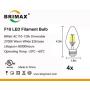 BRIMAX F15 8W Led Porch Light Bulb Outdoor, LED Post Bulb for 75W - 80W Incandescent Equivalent, E26 Medium Base Dimmable 2700K Warm White Flame Wrinkle Glass, for Ceiling Fan and Lantern Lamp, 4pack