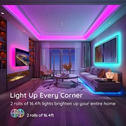 MINGER Led Strip Lights 32.8ft, Bluetooth Color Changing Lights with App Control, Remote, Control Box, Music Sync Led Light Strips with 64 Scene Modes for Living Room, Bedroom, Kitchen, Bar, 2x16.4ft