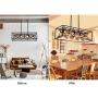 XIPUDA Kitchen Island Pendant Light Fixture Farmhouse Chandeliers Lighting, Pool Table Linear Lights, Wood Metal Frame Hanging Light for Dinning Room (5-Light)