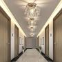 Q&S Mini Crystal Chandelier, Small Chandelier Ceiling Lights, Modern Chrome Flush Mount Ceiling Light Fixture for Hallway, Entryway, Bedroom, Foyer, Bathroom, Kitchen, W9.5'',1 Light E12.