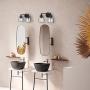 VINLUZ Bathroom Vanity Light Over Mirror 2 Lights Black Modern Wall Lighting Fixture Metal Cage Farmhouse Rustic Sconce Wall Mounted Lamp Clear Glass Shade for Stairway Porch Restaurants Kitchen