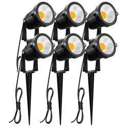 ZUCKEO 5W LED Landscape Spotlight 12V 24V Low Voltage Garden Light COB Outdoor Decorative Light Landscape Lights Low Voltage Lighting for Patio Garden Pathway Warm White (6 Pack)