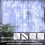 SUPERNIGHT LED Curtain Lights, Window Curtain Twinkle String Lights for Patio,Bedroom, Wedding, Party, Thanksgiving Day, Christmas Decoration (9.8 x 9.8 ft, 300LEDs, 8 Modes, Timer, Cool White)