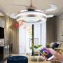 Chandelier Ceiling Fan with Bluetooth Speaker, Modern Retractable Ceiling Fan Chandelier with Music Player Dimmable Ceiling Fan with Lights and Remote for Dining Living Room